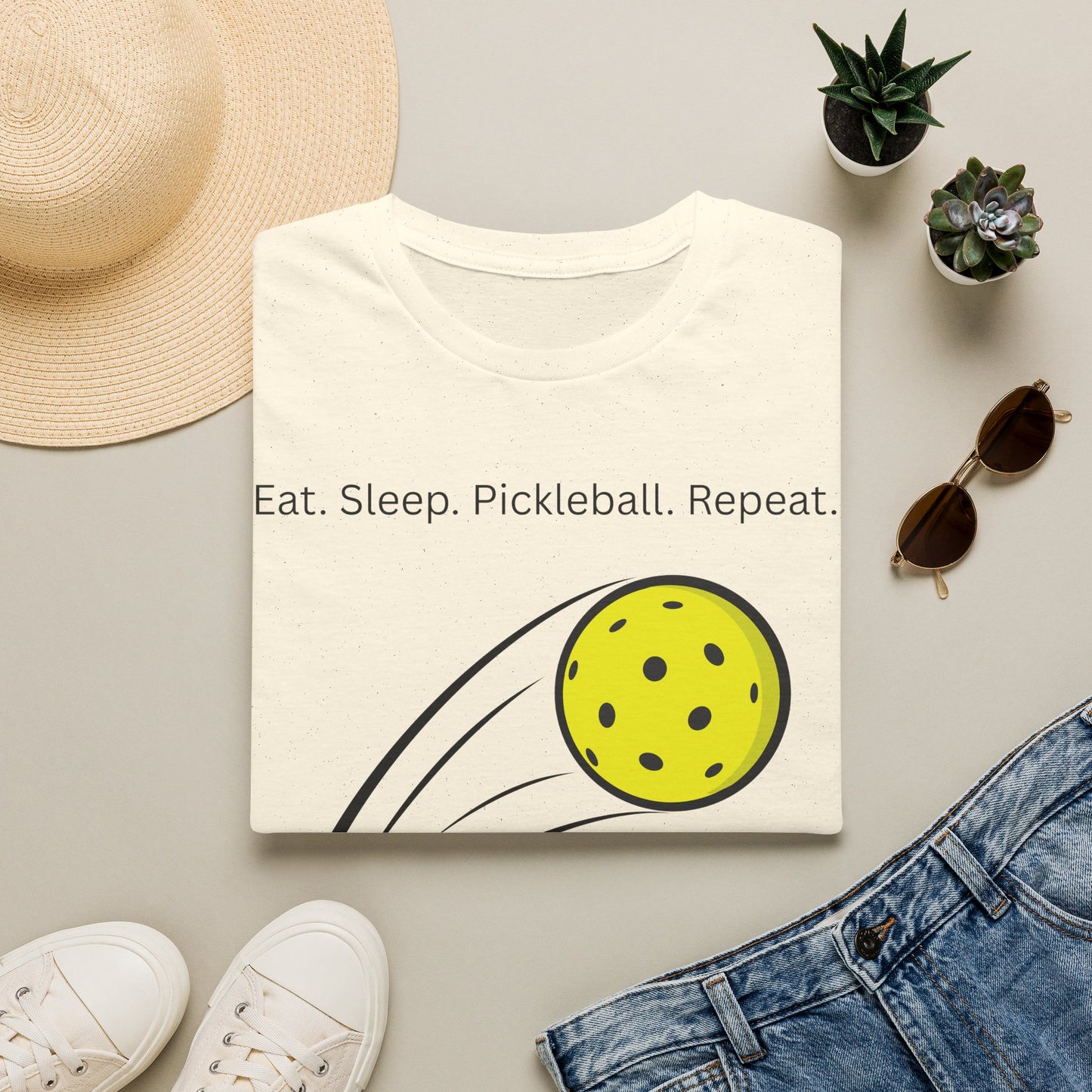 Eat. Sleep. Pickleball. Repeat. T-Shirt | Pickleball Ball Graphic Tee