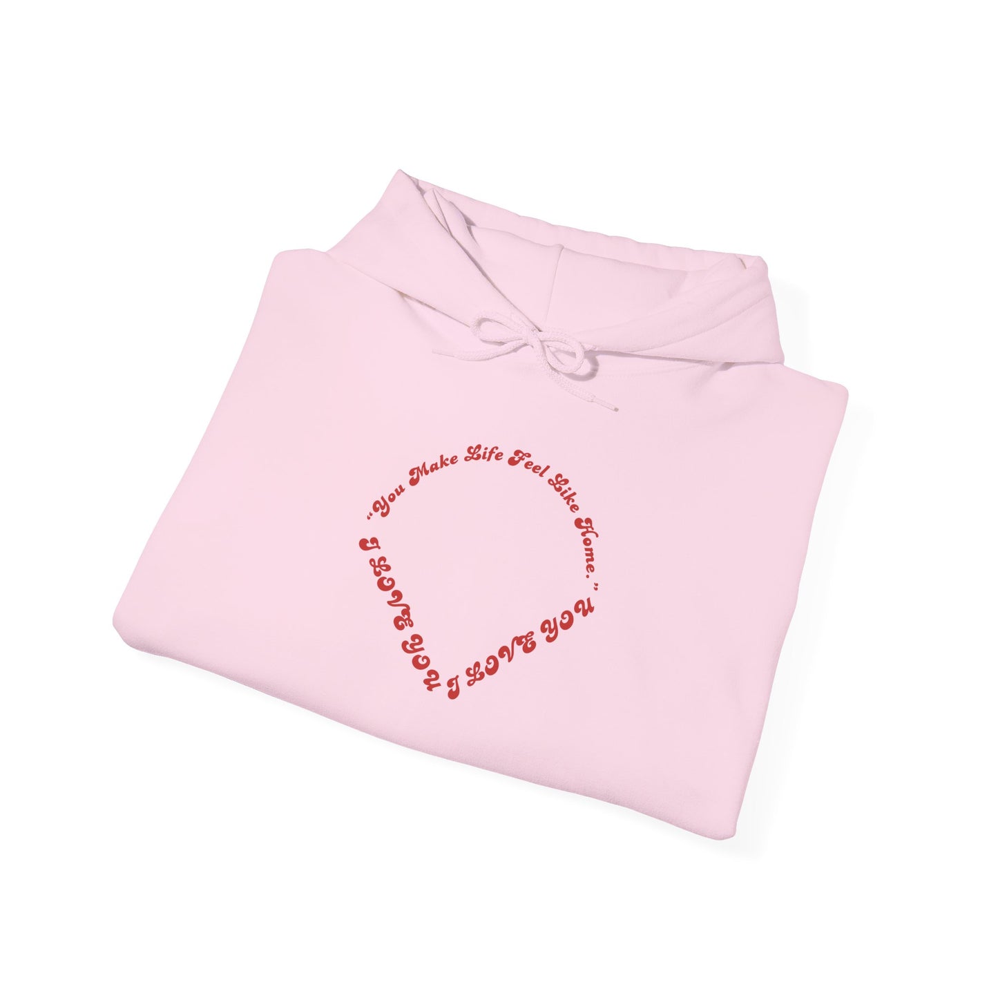 Heart Script Hoodie — Minimal Heart Text Graphic Pullover