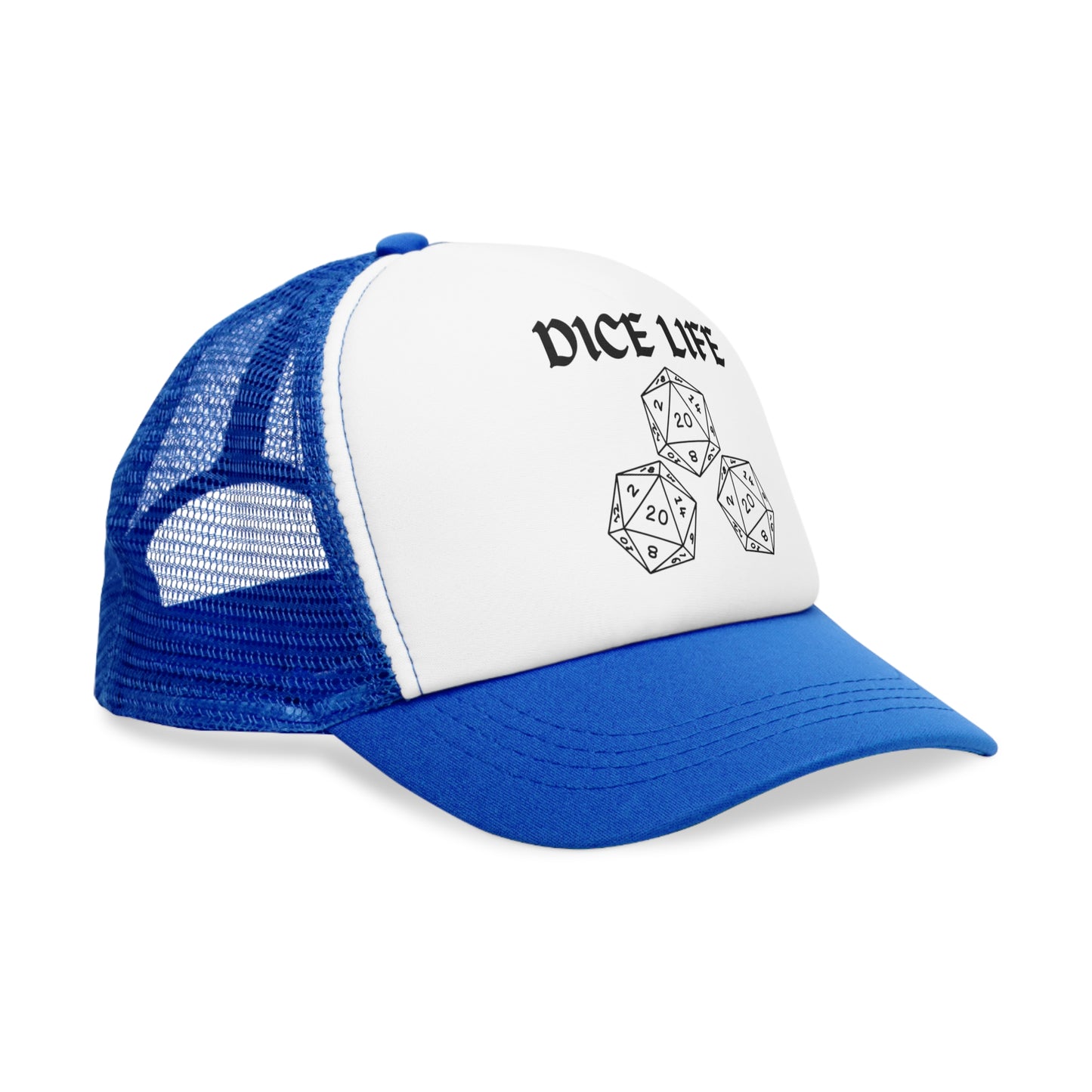 Dice Life Mesh Cap for Gamers, Trucker Hat for D&D Fans, Adjustable Snapback, Gift for Tabletop Enthusiasts, RPG Accessory