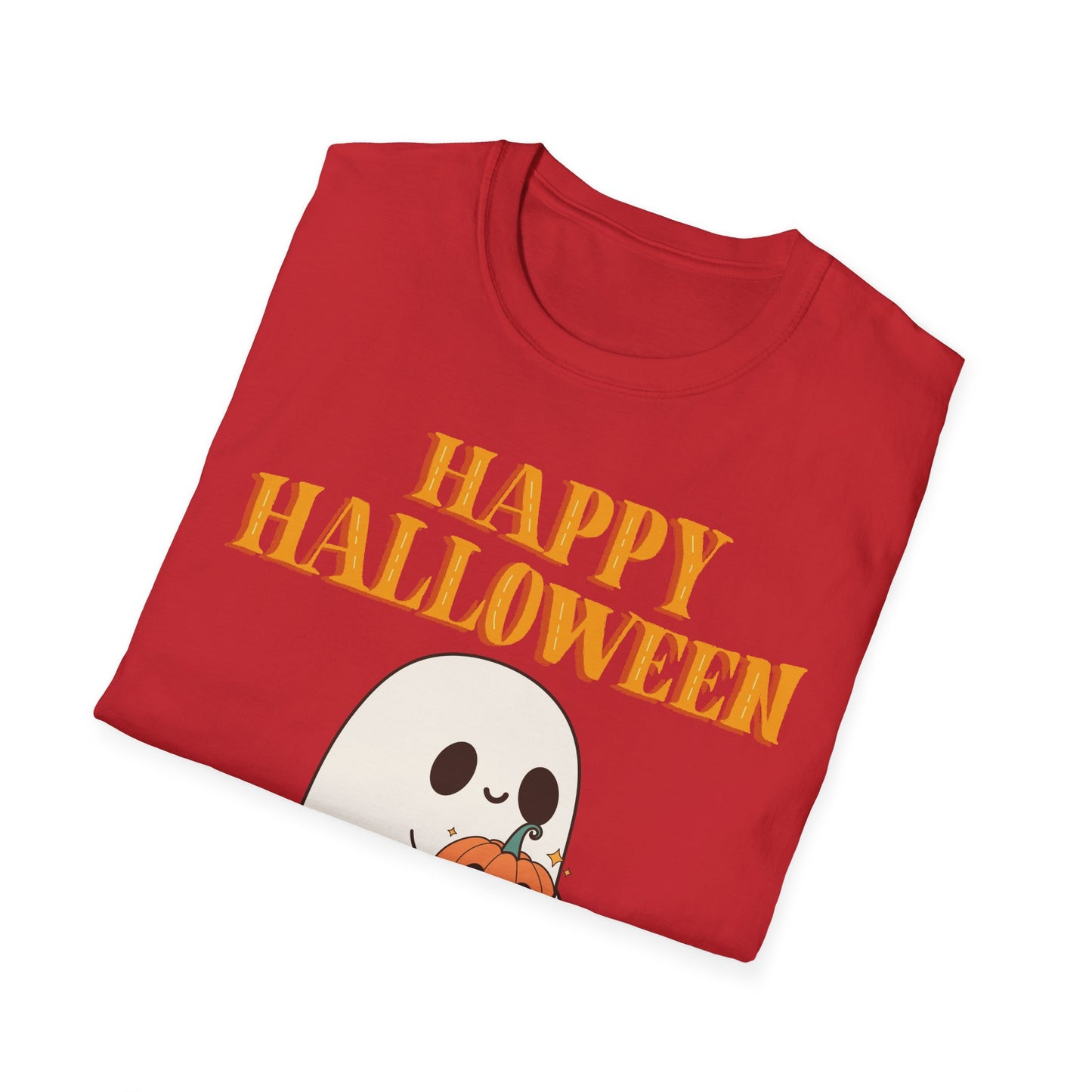 Happy Halloween Ghost T-Shirt, Cute Halloween Tee, Unisex Graphic T-Shirt, Fall Apparel, Spooky Season Shirt, Trick or Treat Top