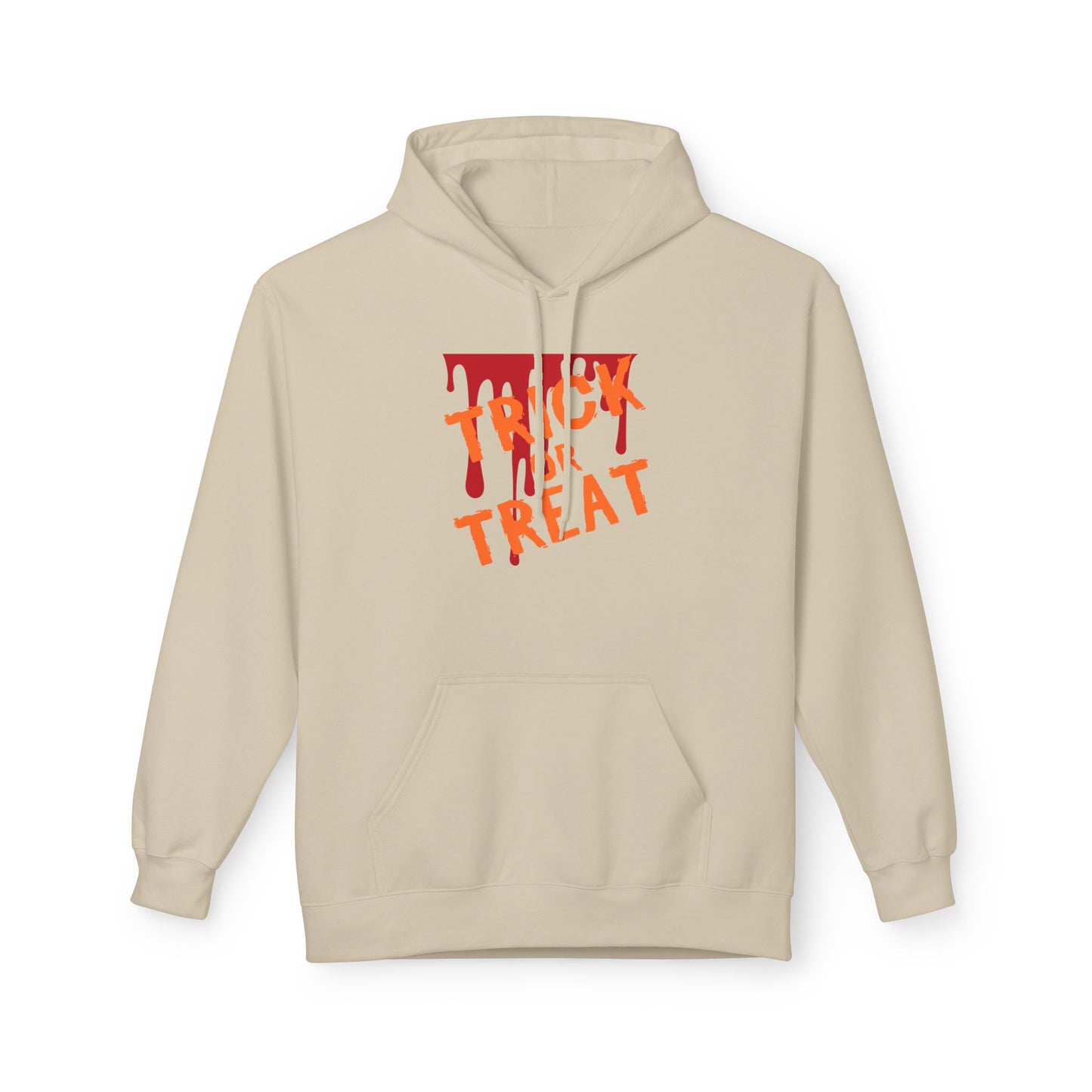 Trick or Treat Fleece Hoodie, Halloween Hoodie, Unisex Pullover, Cozy Fall Layer, Spooky Sweatshirt, Festival Apparel