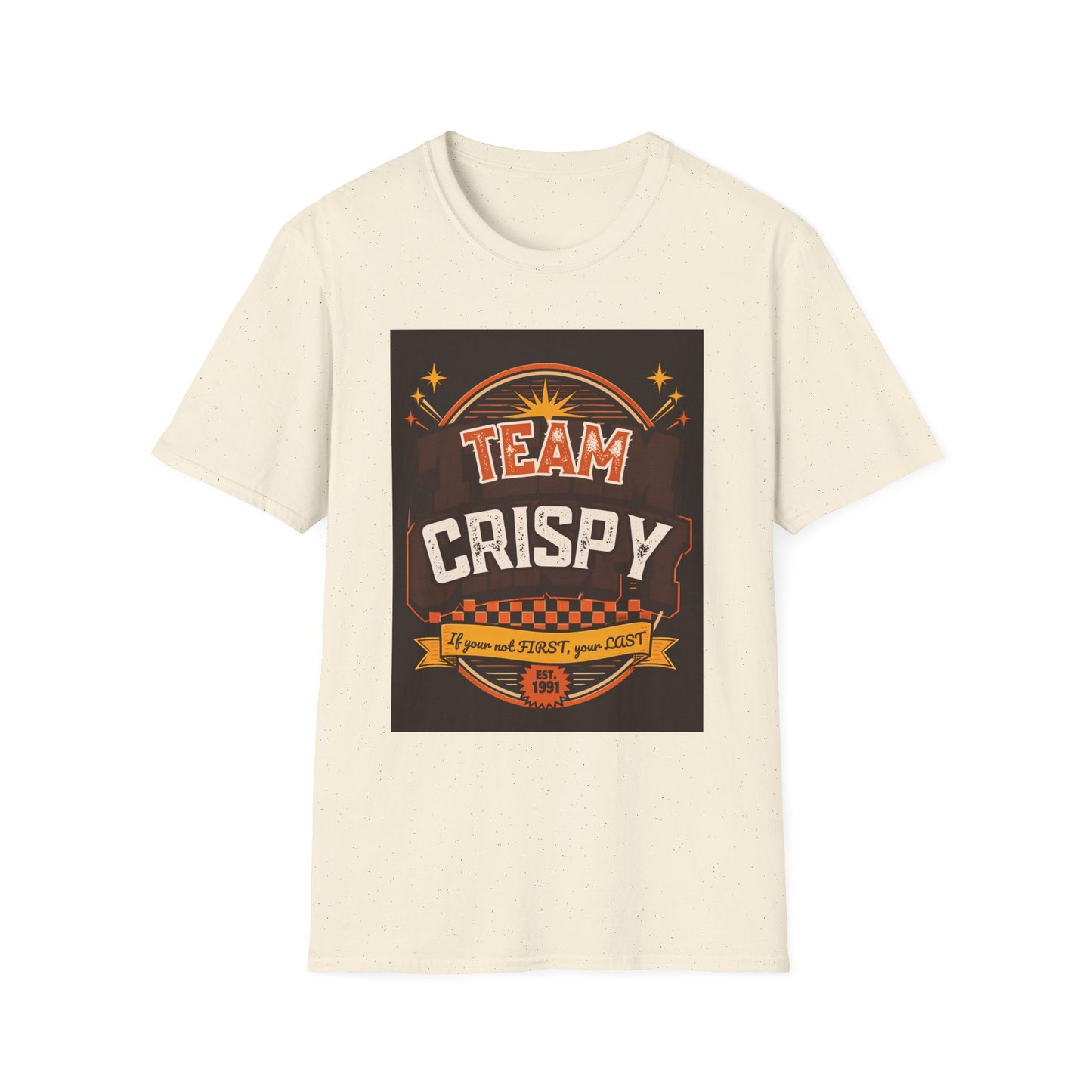 Team Crispy T-Shirt | Retro Badge Snack Lover Tee