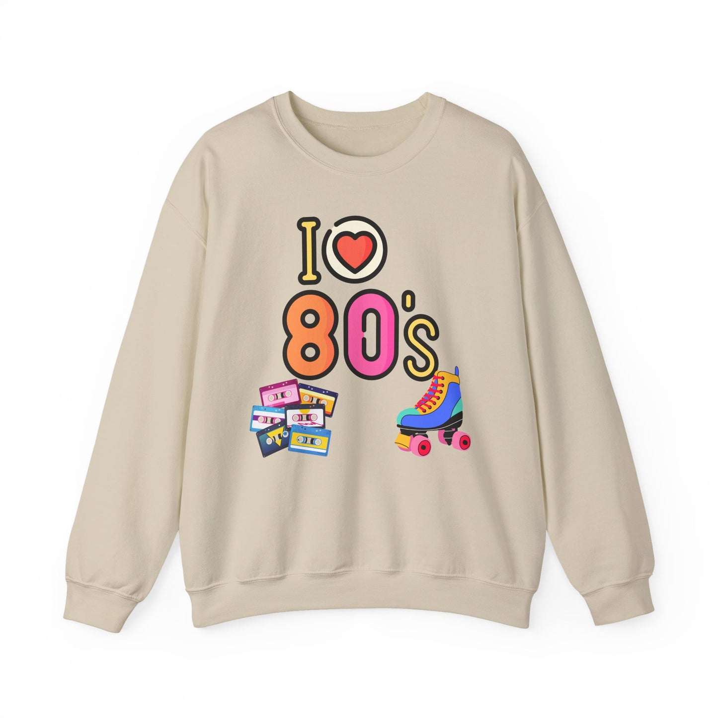 I Heart 80's Roller Skate Sweatshirt | Retro Tape Cassette 80s