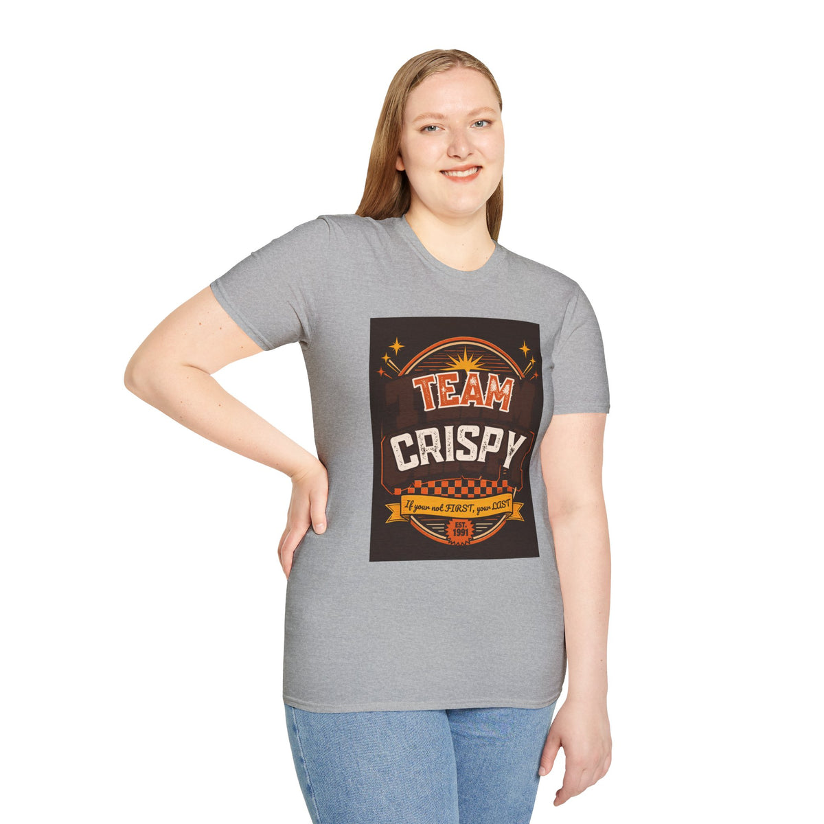 Team Crispy T-Shirt | Retro Badge Snack Lover Tee