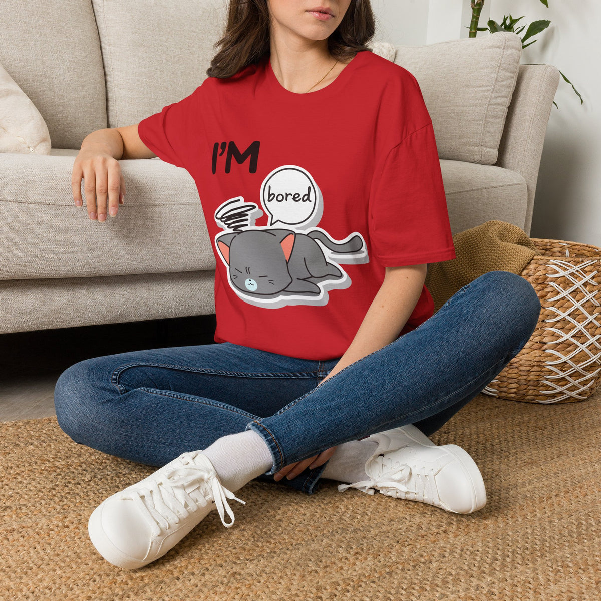 I'm Bored Sleeping Cat T-Shirt | Cute Kawaii Cat Illustration
