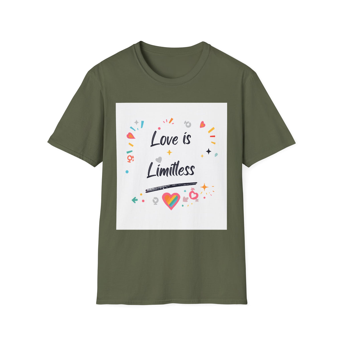 Love Is Limitless T-Shirt | Inspirational Pride Rainbow Heart Design