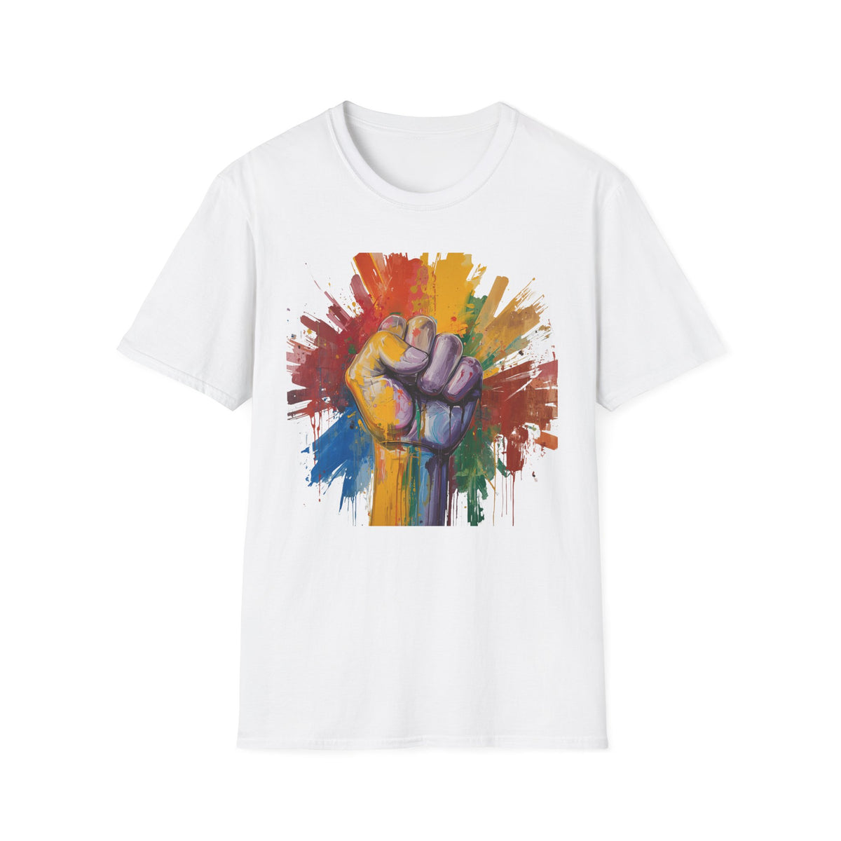 Rainbow Fist Protest Artwork T-Shirt | Pride Solidarity Graphic Tee