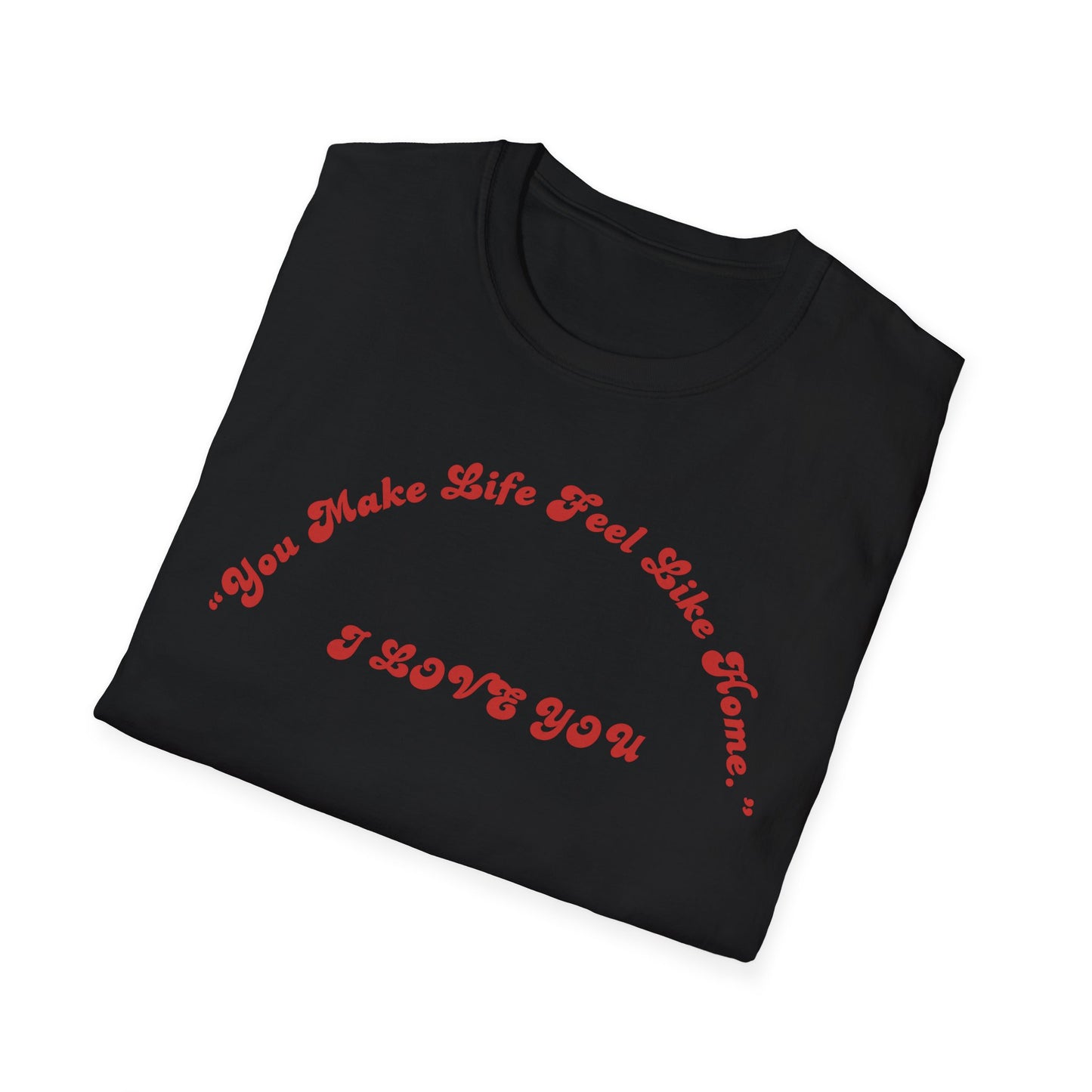 I Love You Graphic Tee — Romantic Red Script Chest Shirt