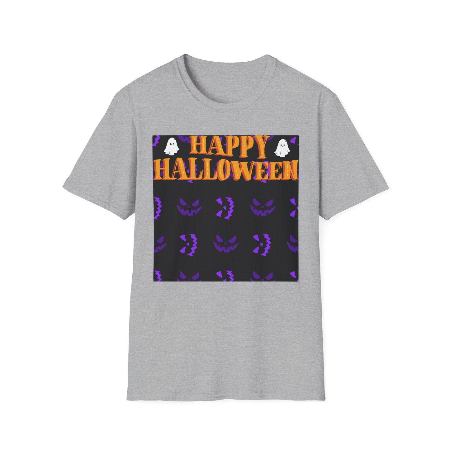 Halloween-Themed Unisex Softstyle T-Shirt, Spooky Fun Shirt, Ghost and Pumpkin Tee, Seasonal Apparel, Festive Gift, Halloween Costume