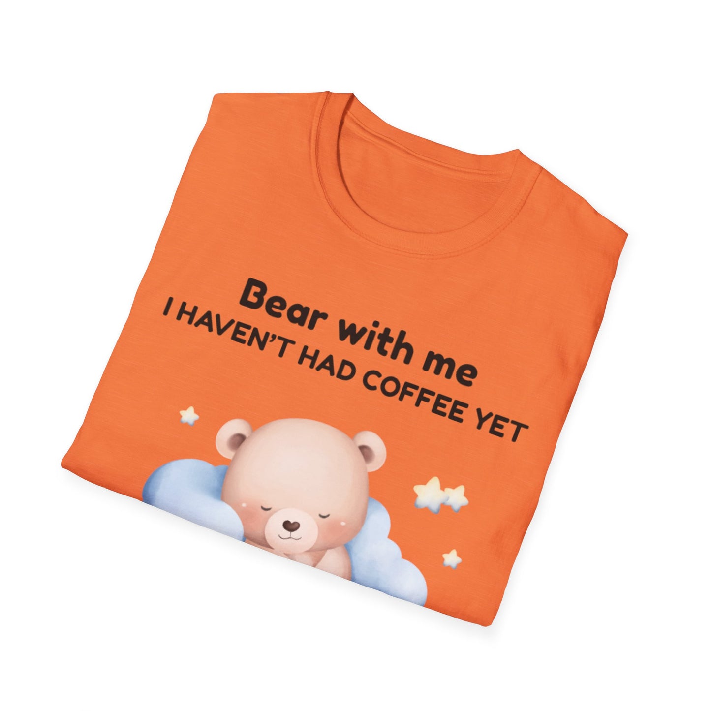 Cute Bear Coffee T-Shirt, Unisex Softstyle Tee, Perfect for Coffee Lovers, Gifts for Moms and Dads, Casual Everyday Wear, Birthday Gift