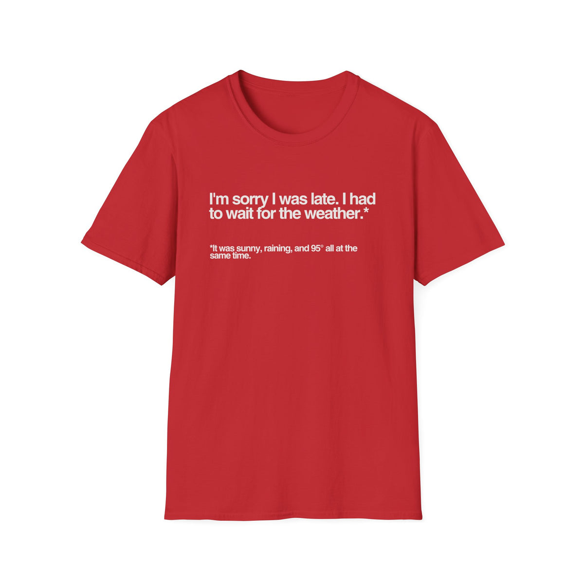 Im sorry I was late I had to wait for the weather TShirt