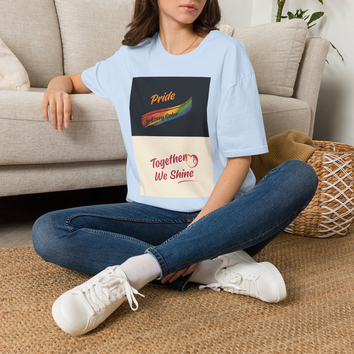Pride Rainbow Brushstroke Together We Shine T-Shirt | LGBTQ+ Pride Tee