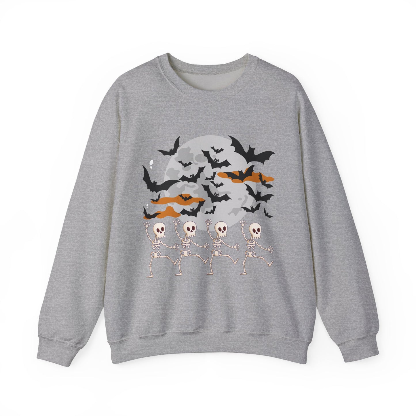 Spooky Skeleton Halloween Sweatshirt, Cozy Crewneck Pullover, Unisex Halloween Apparel, Fall Fashion, Perfect for Pumpkin Patches