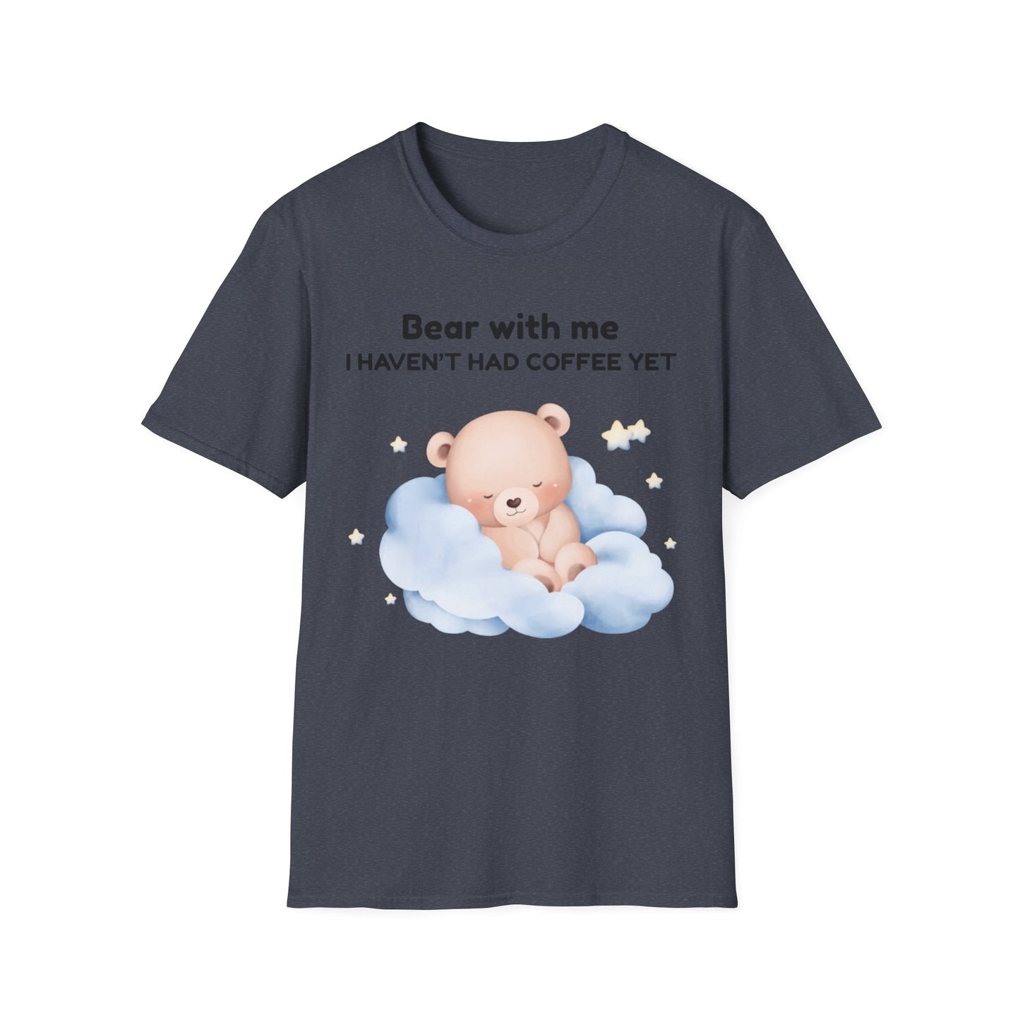 Cute Bear Coffee T-Shirt, Unisex Softstyle Tee, Perfect for Coffee Lovers, Gifts for Moms and Dads, Casual Everyday Wear, Birthday Gift