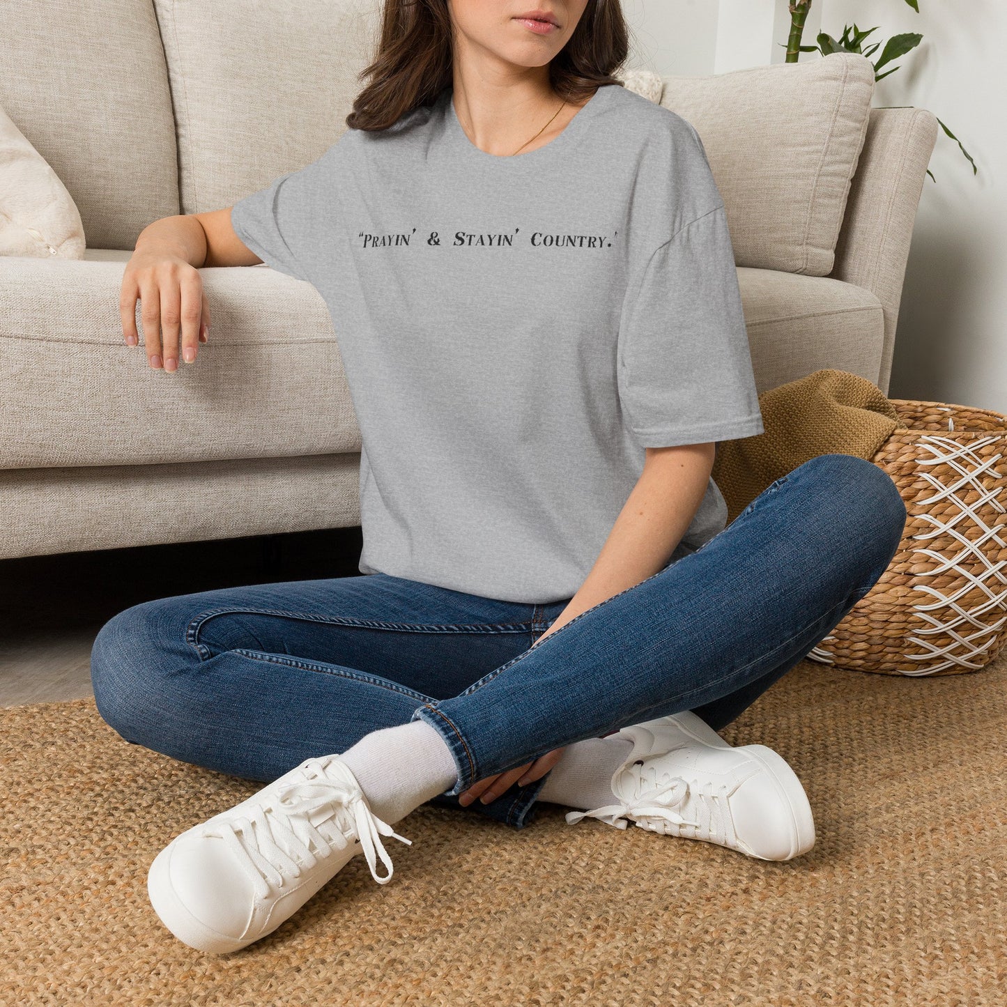 Prayin' & Stayin' Country T Shirt | Country Faith Typography Tee