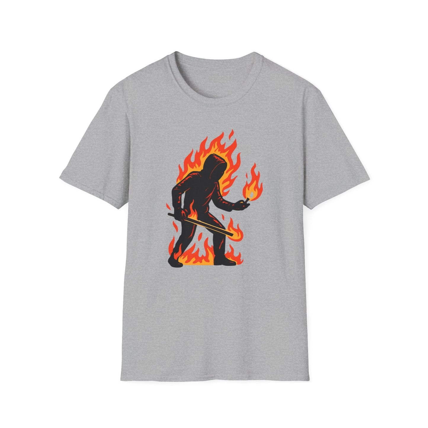 Flaming Sasquatch Illustration T-Shirt | Fire Bigfoot Graphic Tee