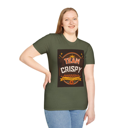 Team Crispy T-Shirt | Retro Badge Snack Lover Tee