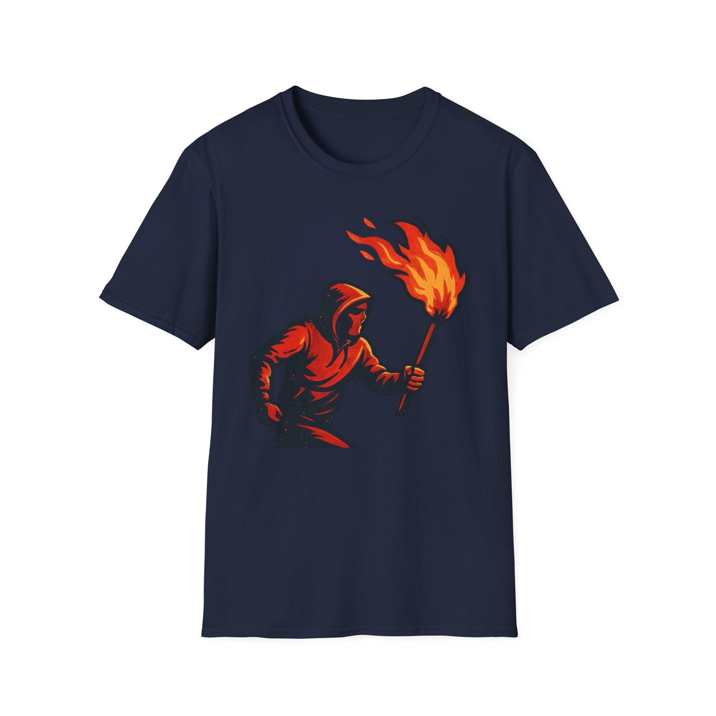 Hooded Figure with Torch T-Shirt | Flame Riot Graphic Tee