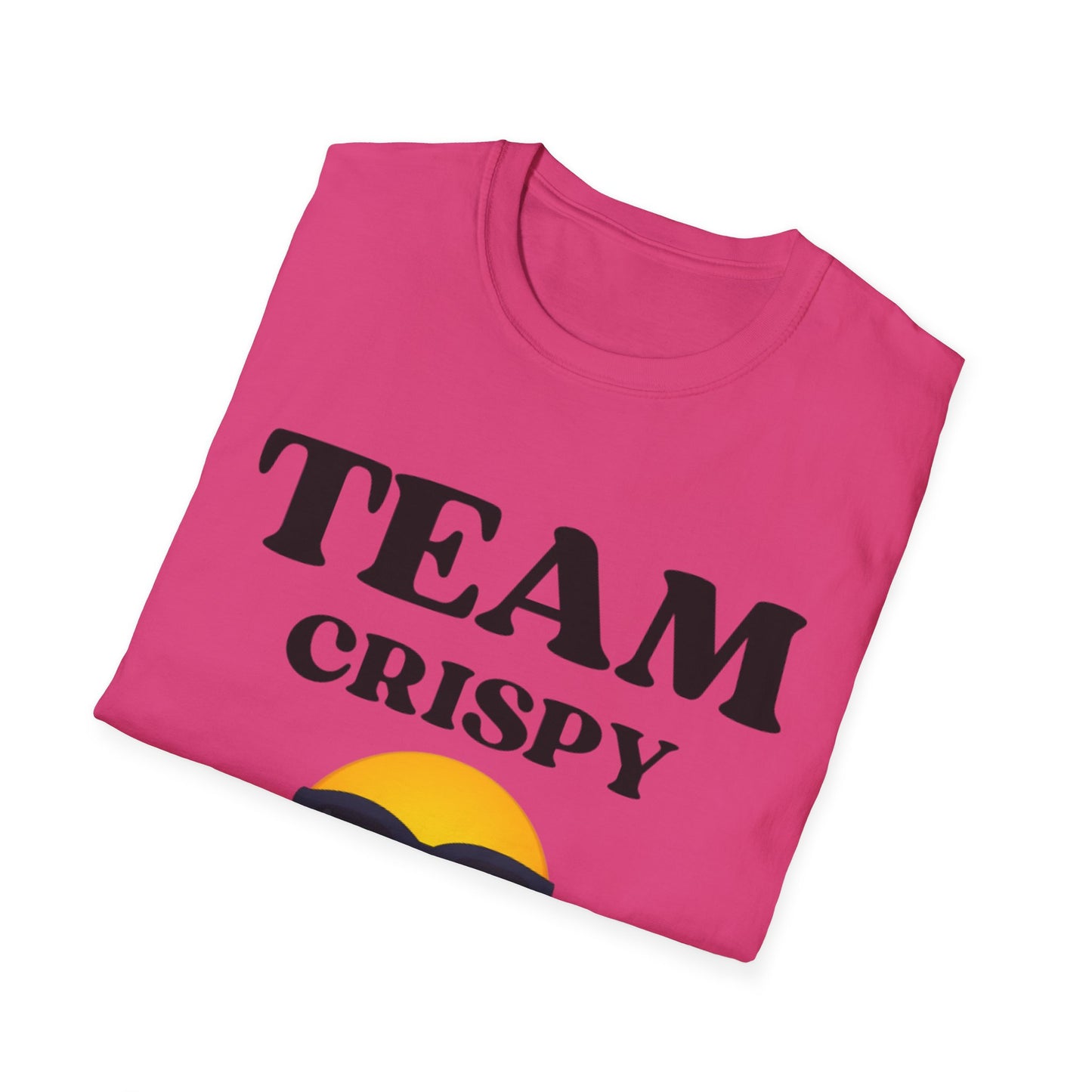 Retro Team Crispy T-Shirt, Fun Unisex Tee for Friends, Casual Summer Shirt, Gift for Team Spirit, Emoji Graphics