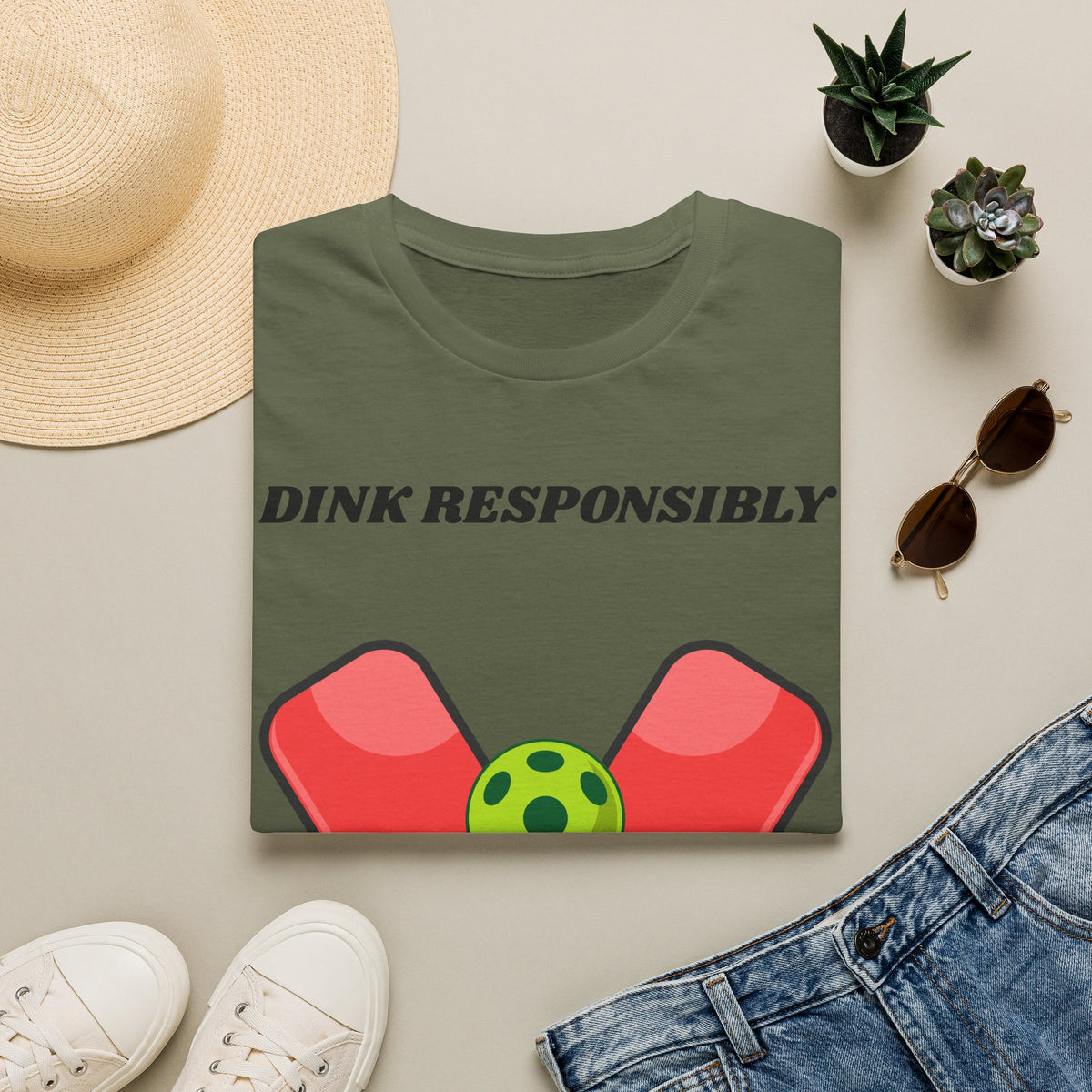 Dink Responsibly pickleball paddles and ball T-Shirt | Pickleball graphic tee