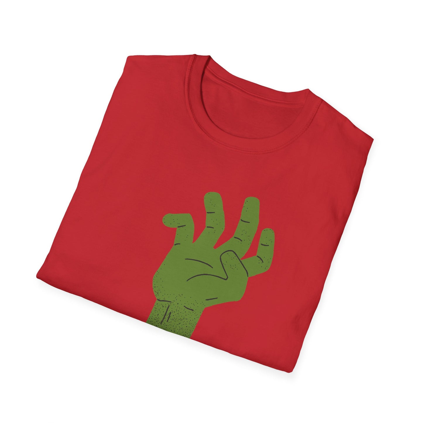 Zombie Hand Unisex Softstyle T-Shirt, Halloween Shirt, Casual Wear, Graphic Tee, Gift for Horror Fans, Spooky Apparel, Unisex Fashion