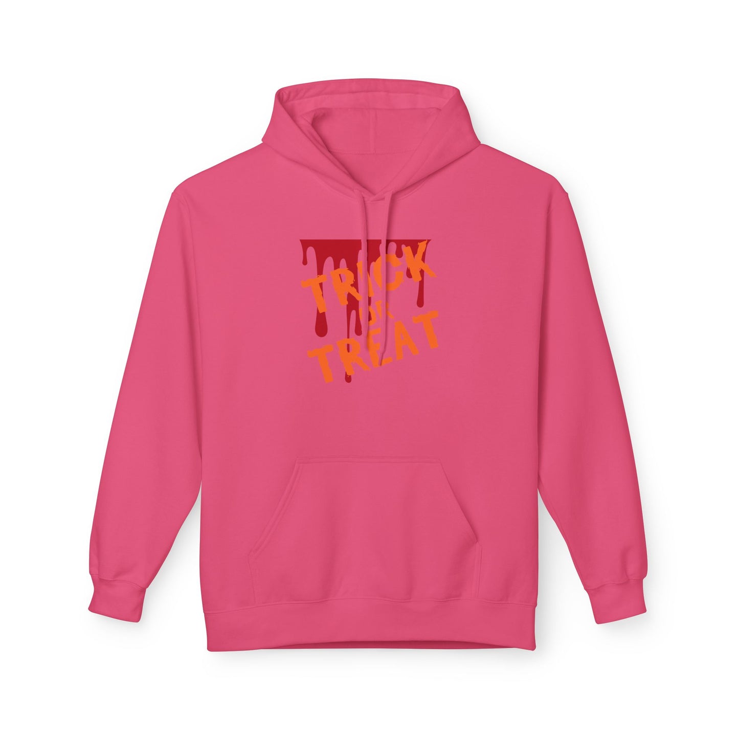 Trick or Treat Fleece Hoodie, Halloween Hoodie, Unisex Pullover, Cozy Fall Layer, Spooky Sweatshirt, Festival Apparel