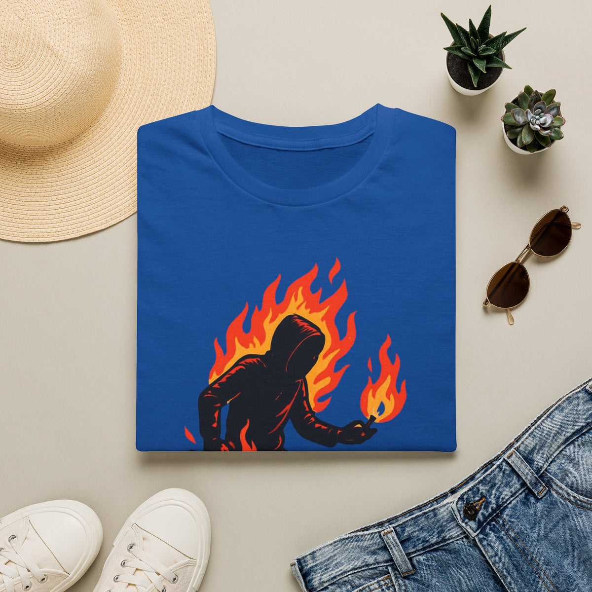 Flaming Sasquatch Illustration T-Shirt | Fire Bigfoot Graphic Tee