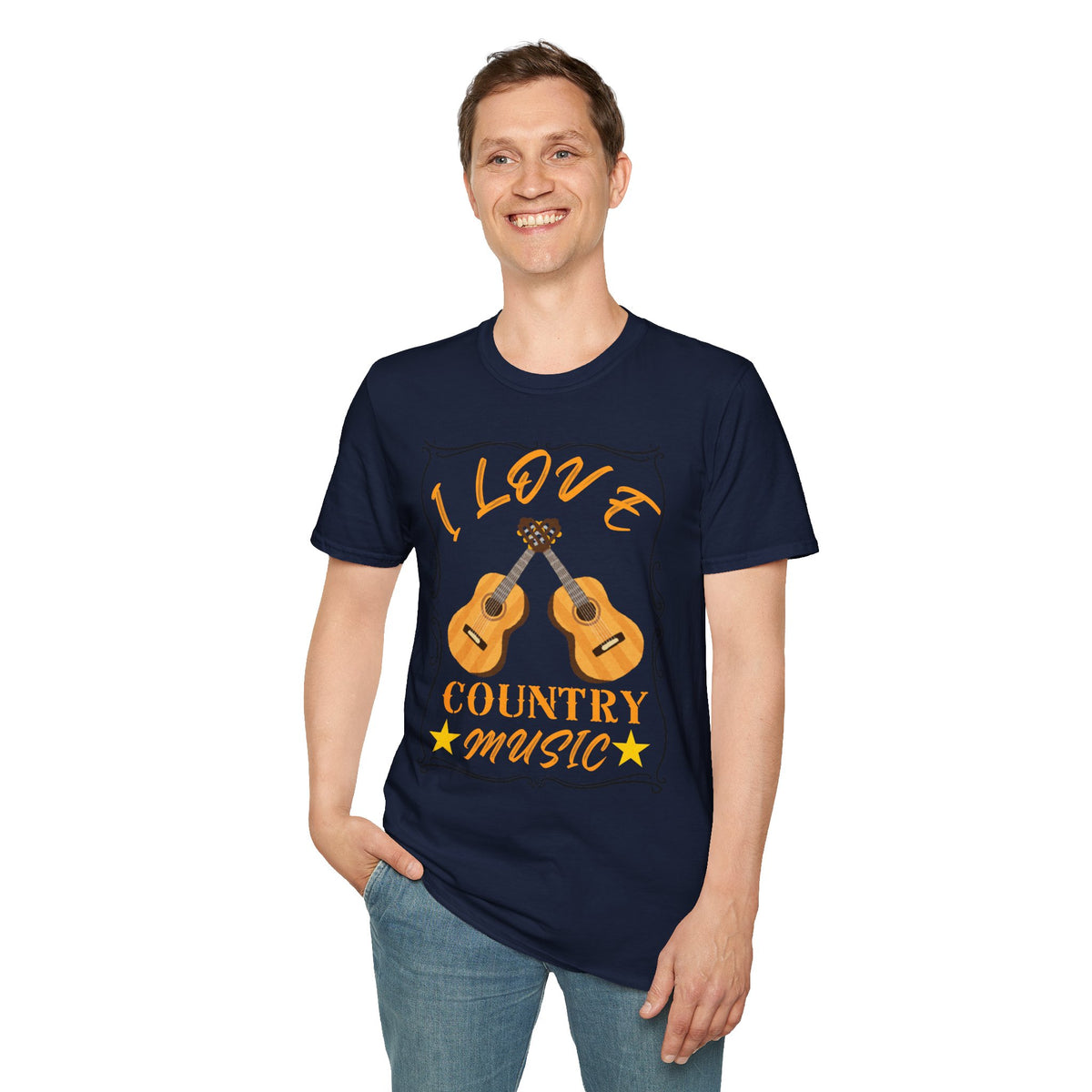 I Love Country Music T-Shirt | Acoustic Guitar Design
