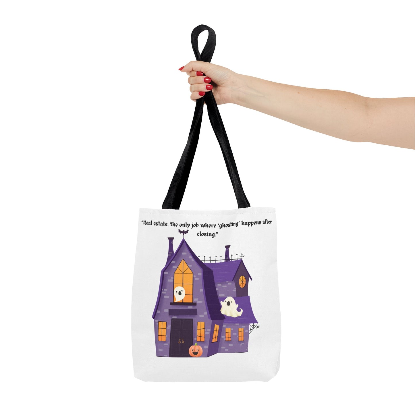 REAL ESTATE Halloween Tote Bag, Ghostly Real Estate Humor, Fun & Spooky Gift for Realtors, Trick or Treat, Fall Celebration Accessories