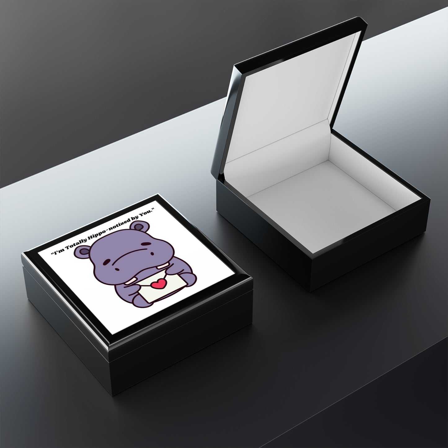 I m Totally Hippo notized by You Jewelry Box | Cute Hippo Illustration