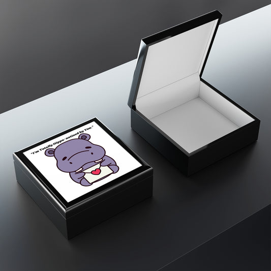 I m Totally Hippo notized by You Jewelry Box | Cute Hippo Illustration