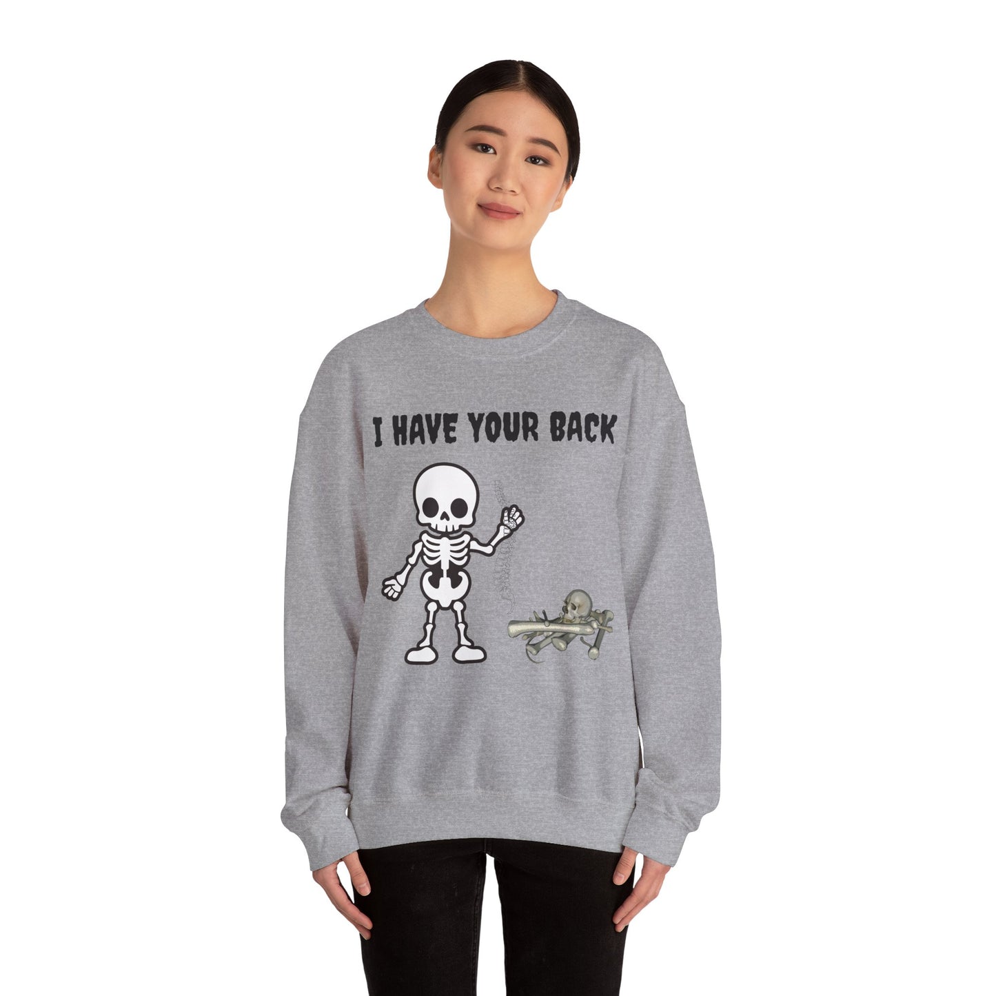 Skeleton Crewneck Sweatshirt - I Have Your Back, Funny Gift for Halloween, Cozy Casual Wear, Unisex Sweatshirt, Perfect for All Seasons