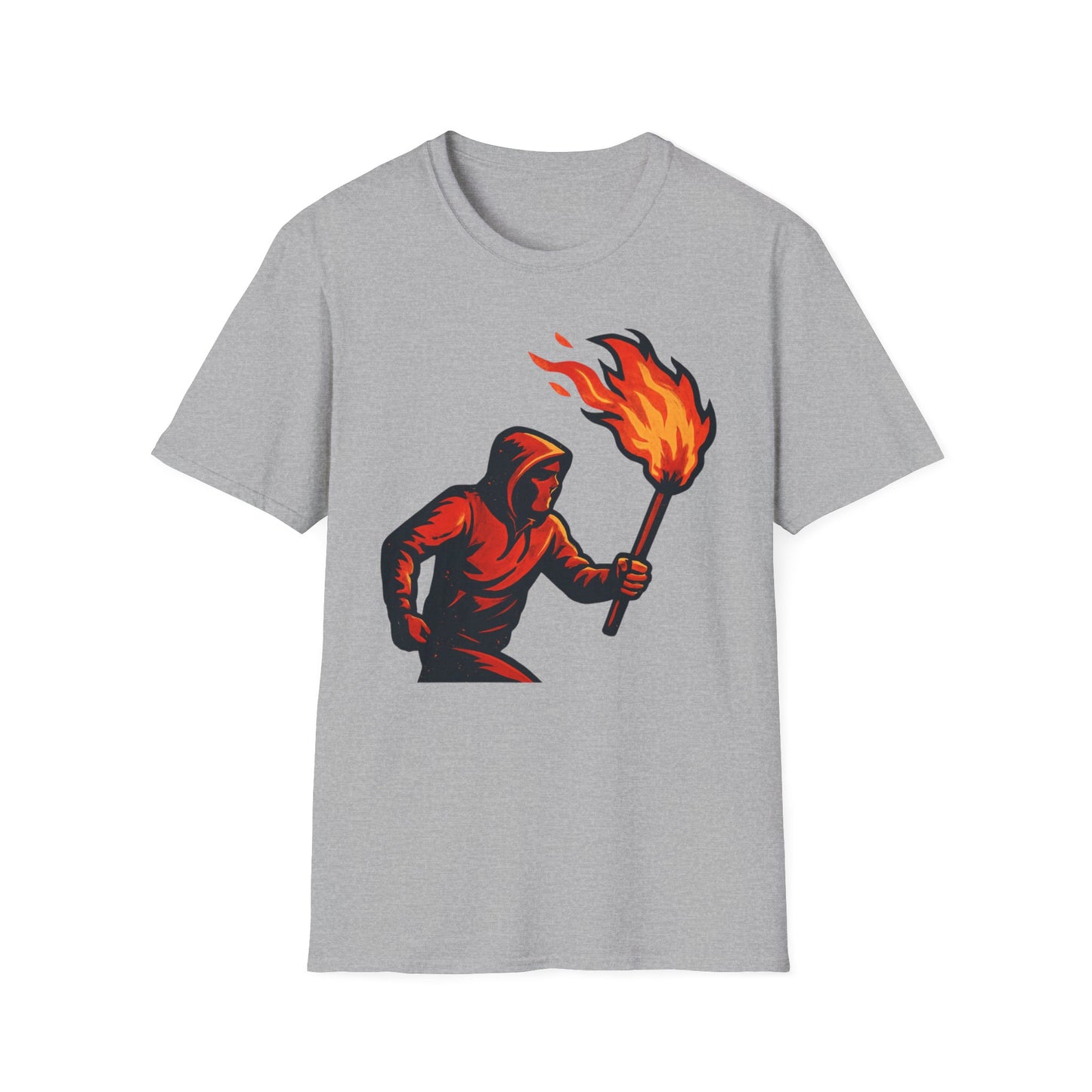 Hooded Figure with Torch T-Shirt | Flame Riot Graphic Tee