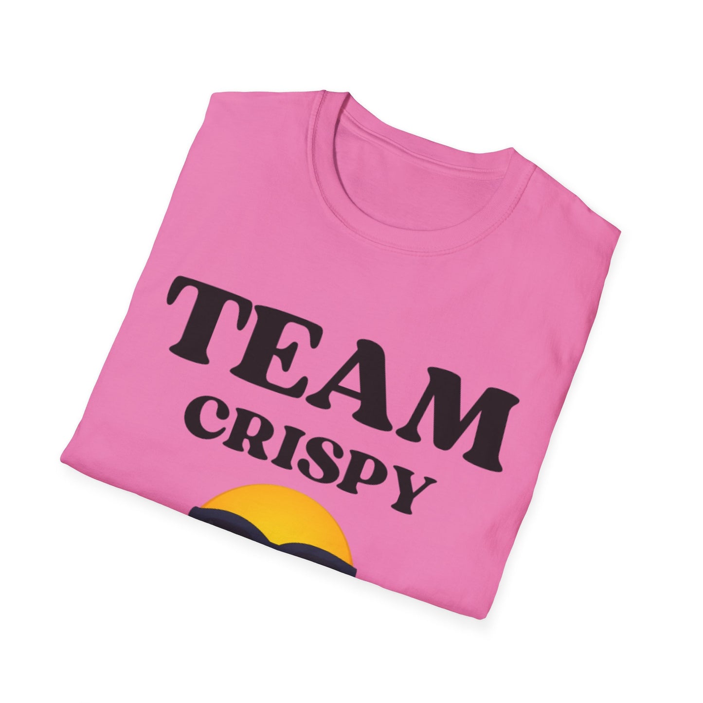 Retro Team Crispy T-Shirt, Fun Unisex Tee for Friends, Casual Summer Shirt, Gift for Team Spirit, Emoji Graphics