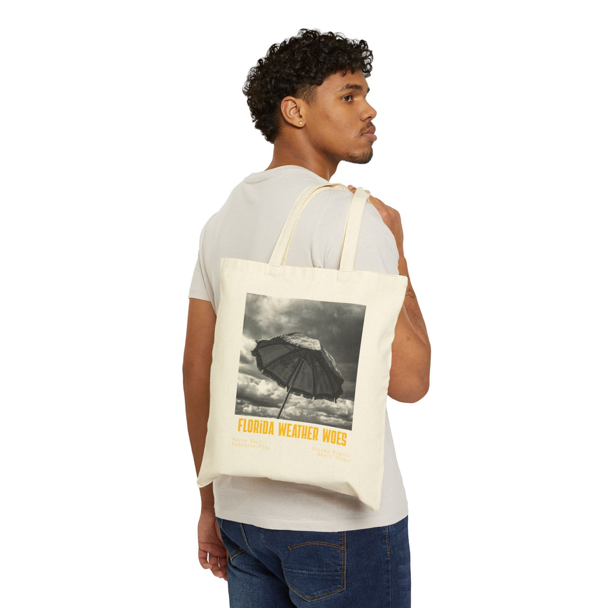 Florida Weather Woes Tote Bag | Vintage Umbrella Beach Photo