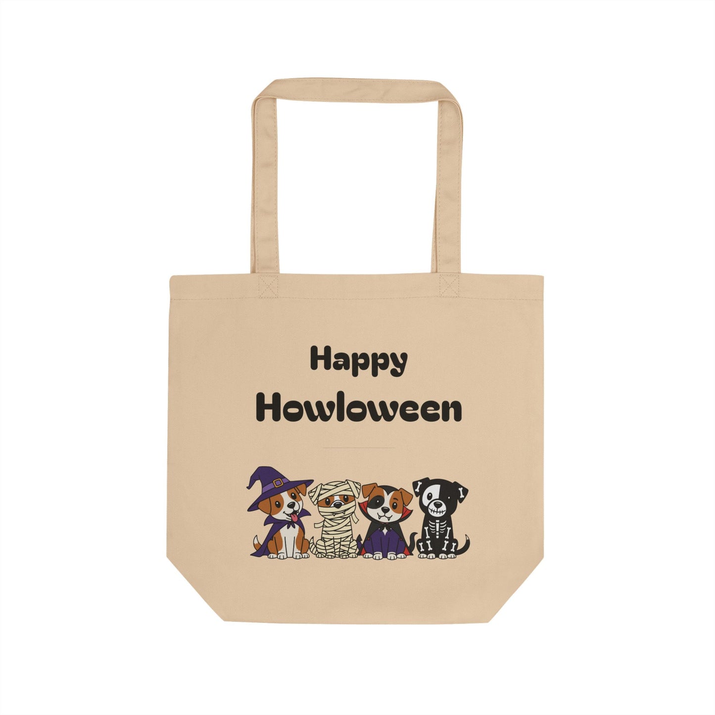 Happy Howloween Eco Tote Bag | Halloween Dog Lovers Gift, Reusable Shopping Bag, Pet Lover Tote, Fall Favorites, Trick or Treat Bag