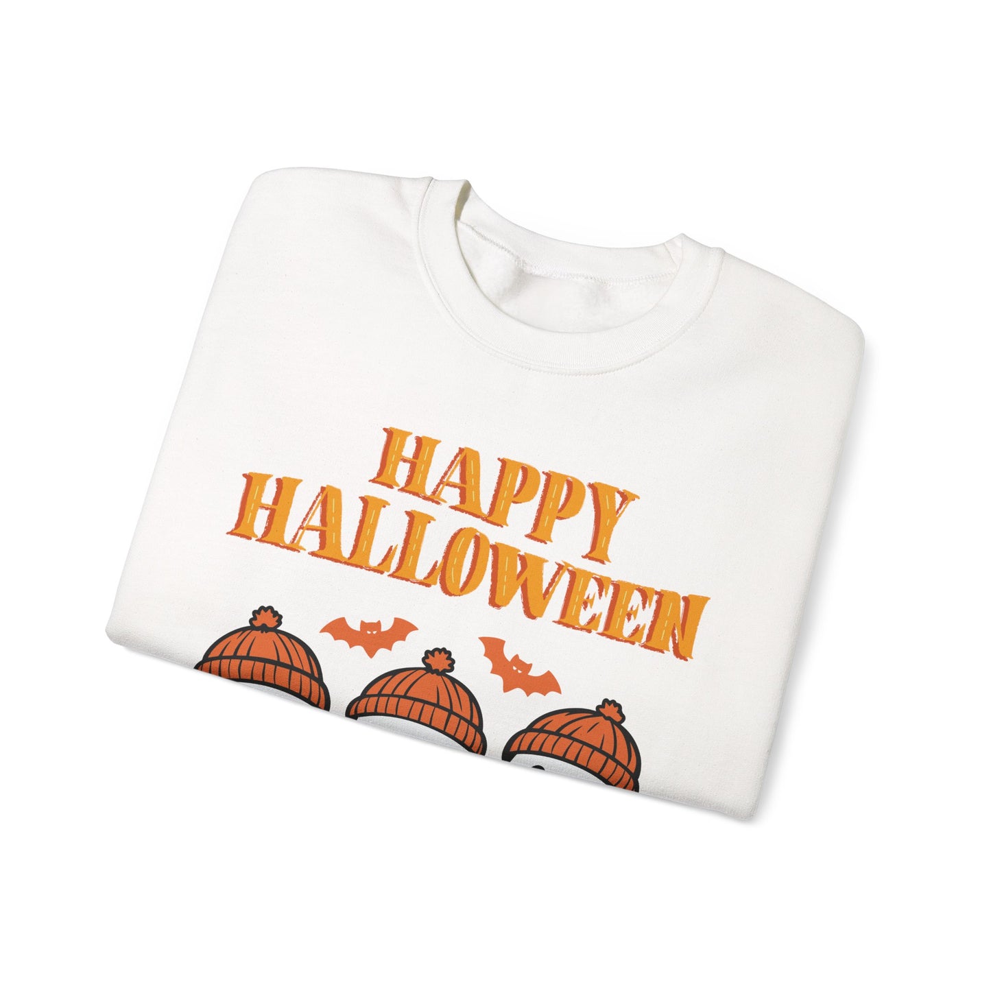 Happy Halloween Ghosts Crewneck Sweatshirt, Cozy Fall Apparel, Unisex Halloween Sweatshirt, Spooky Season Gift, Cute Pumpkin Design