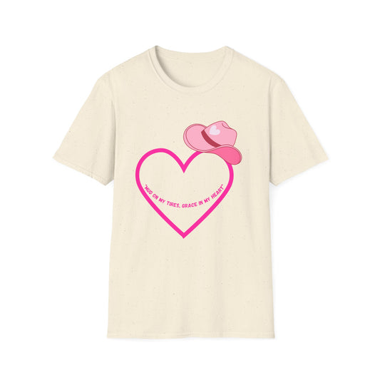 Pink Cowboy Hat Heart T-Shirt | Western Heart Graphic Tee