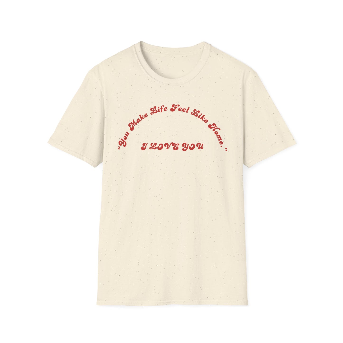 I Love You Graphic Tee — Romantic Red Script Chest Shirt