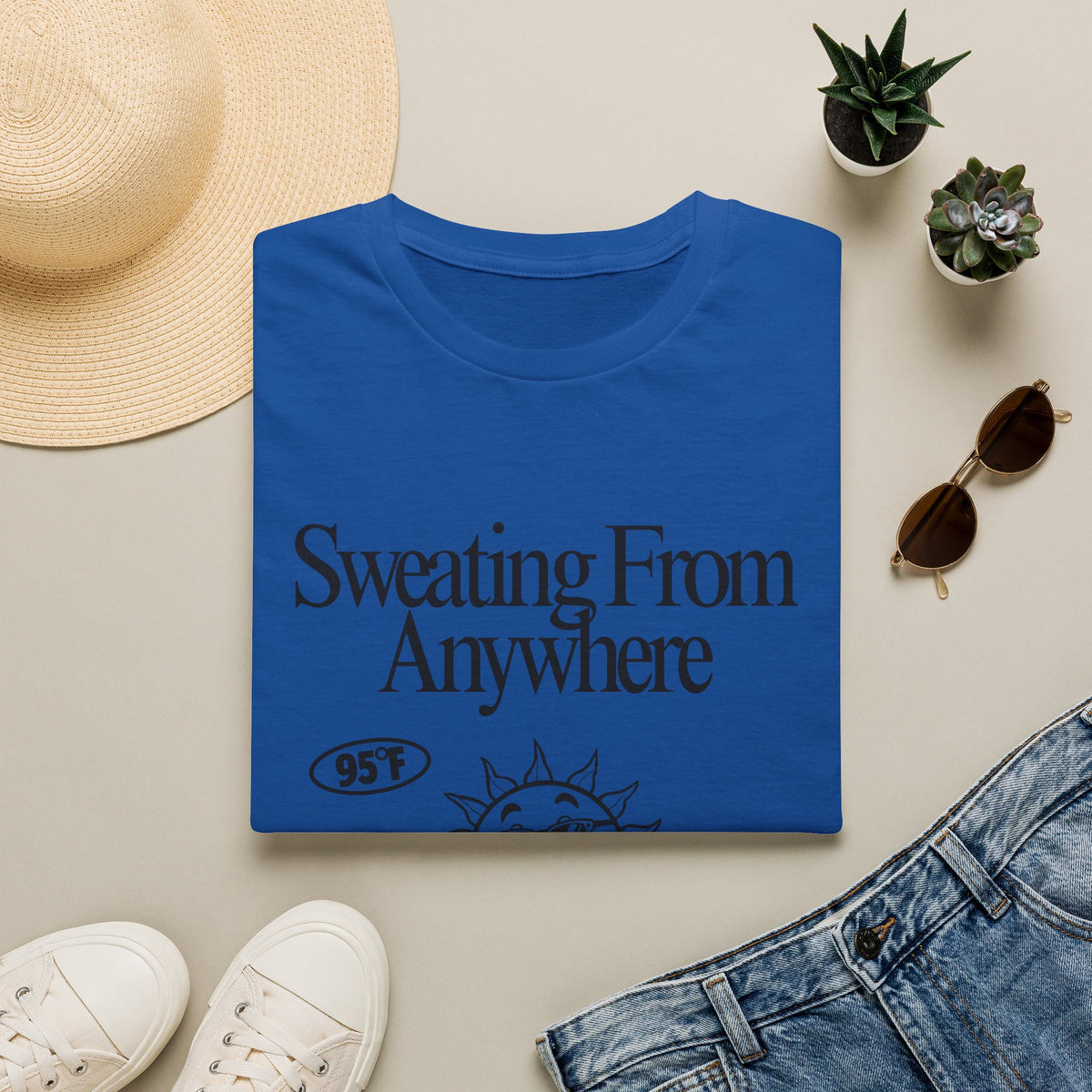 Sweating From Anywhere T-Shirt | Retro Sun Graphic 95F