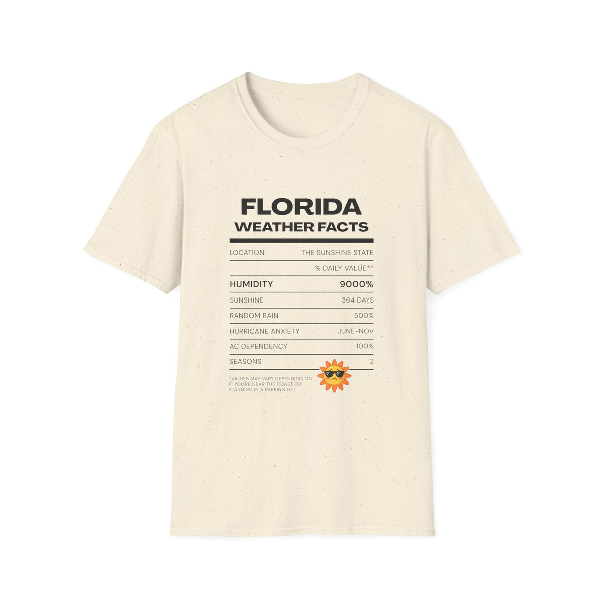Florida Weather Facts T-Shirt | Humidity 9000% Graphic Tee