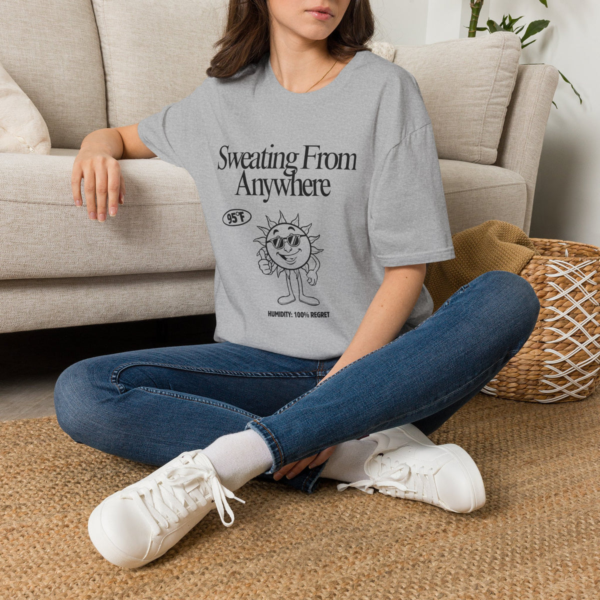 Sweating From Anywhere T-Shirt | Retro Sun Graphic 95F