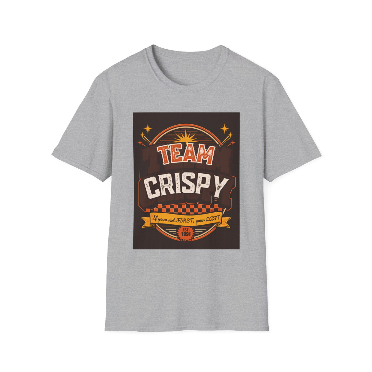 Team Crispy T-Shirt | Retro Badge Snack Lover Tee