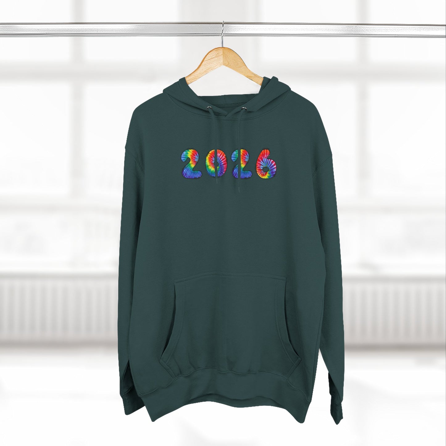 2026 Colorful Tie Dye Numbers Hoodie | New Year Retro Rainbow Design