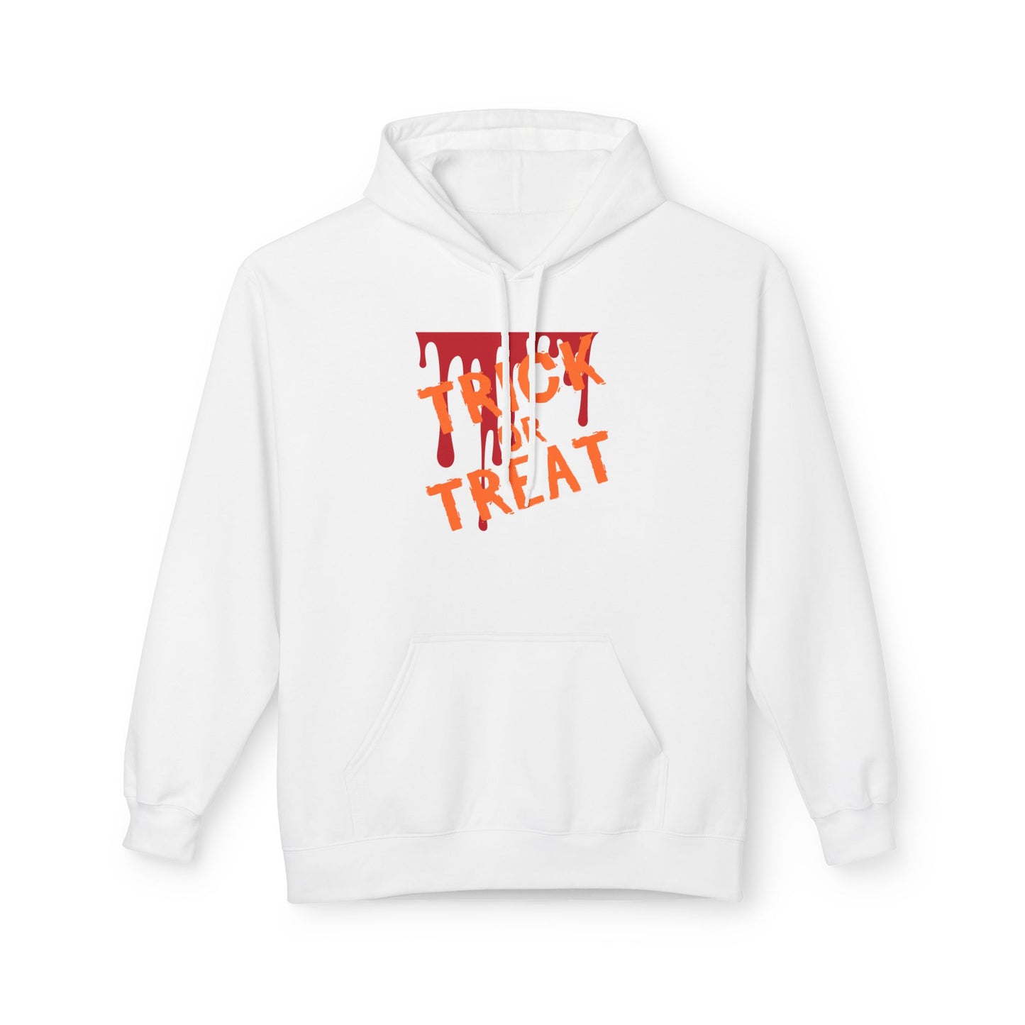 Trick or Treat Fleece Hoodie, Halloween Hoodie, Unisex Pullover, Cozy Fall Layer, Spooky Sweatshirt, Festival Apparel