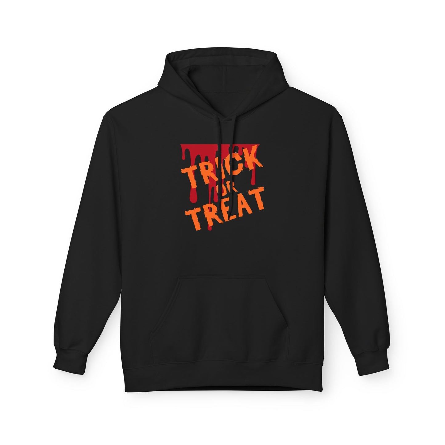Trick or Treat Fleece Hoodie, Halloween Hoodie, Unisex Pullover, Cozy Fall Layer, Spooky Sweatshirt, Festival Apparel