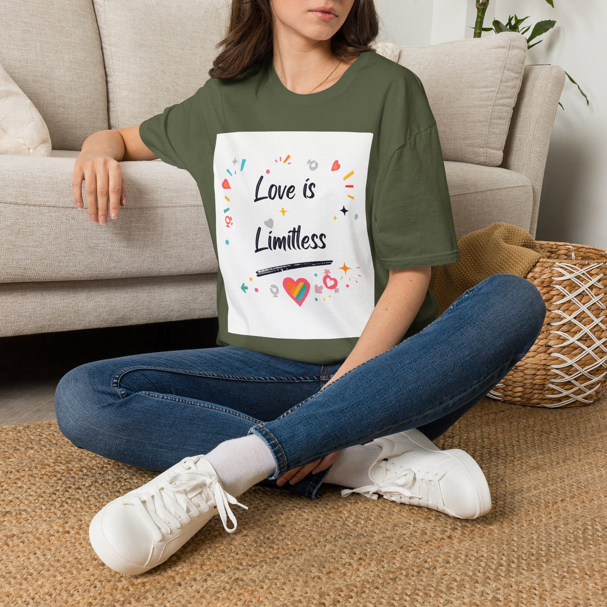 Love Is Limitless T-Shirt | Inspirational Pride Rainbow Heart Design