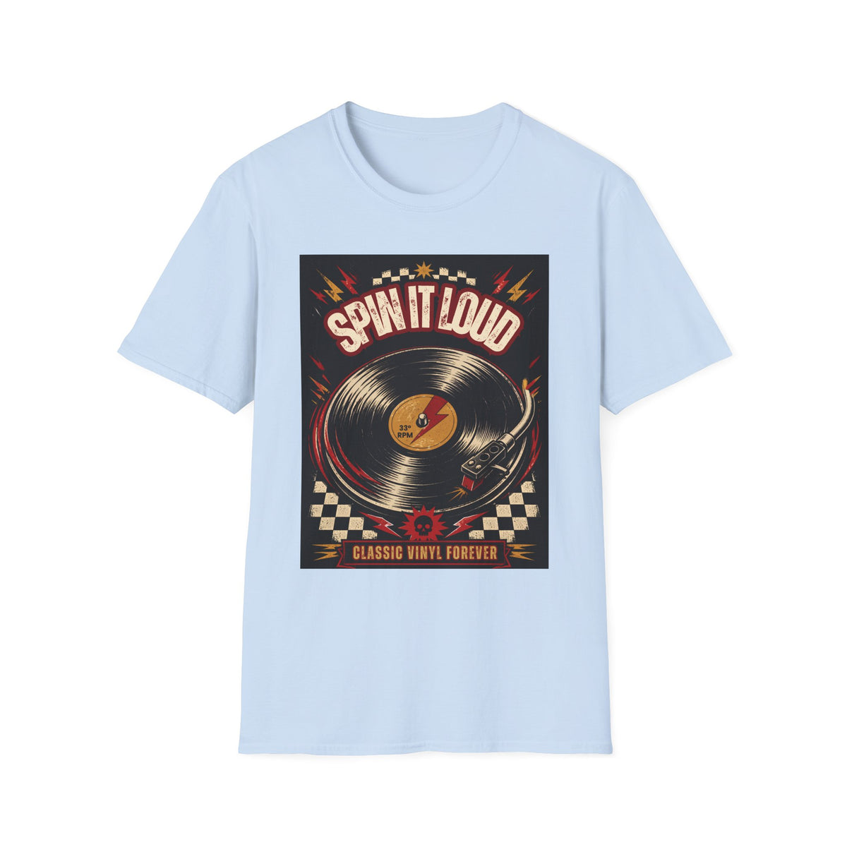 Spin It Loud Vinyl Record T-Shirt | Retro Music Graphic Tee