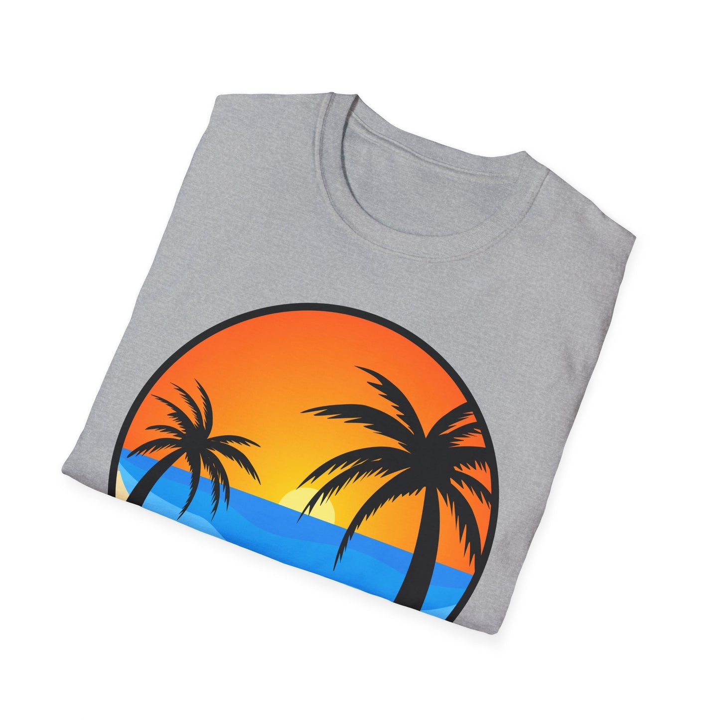 Sunset Palm Beach 2026 T-Shirt | Retro Tropical Circle Design