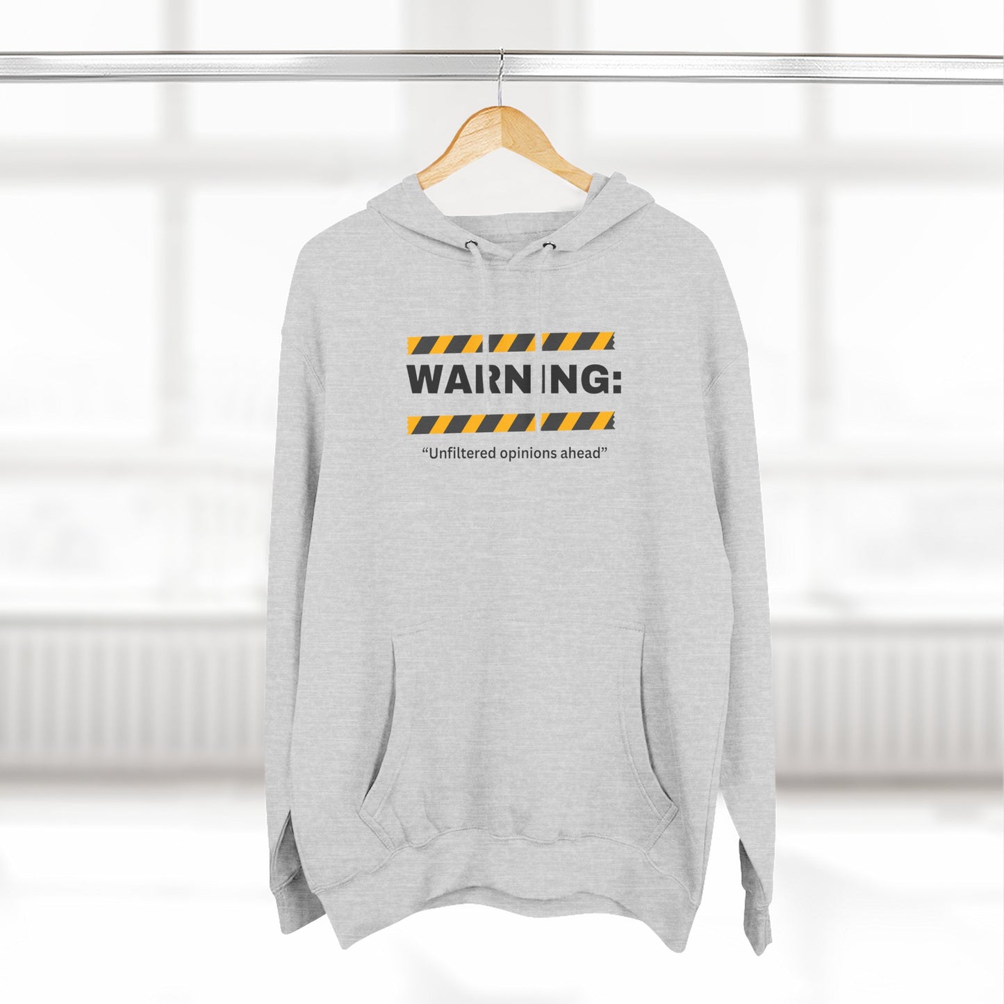 Warning: Unfiltered Opinions Ahead Hoodie | Humor, Caution Tape Design